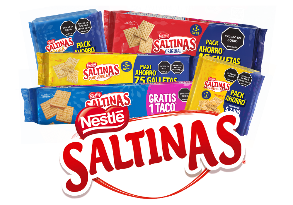 Imagen los diferentes sabores  y presentaciones de galletas Saltinas®