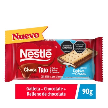 Chocolate ChocoTrio NESTLÉ® con galleta y relleno de Cookies and Cream