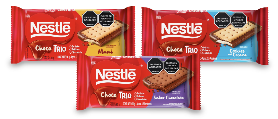 Chocolate ChocoTrio NESTLÉ® con galleta y relleno de Cookies and Cream