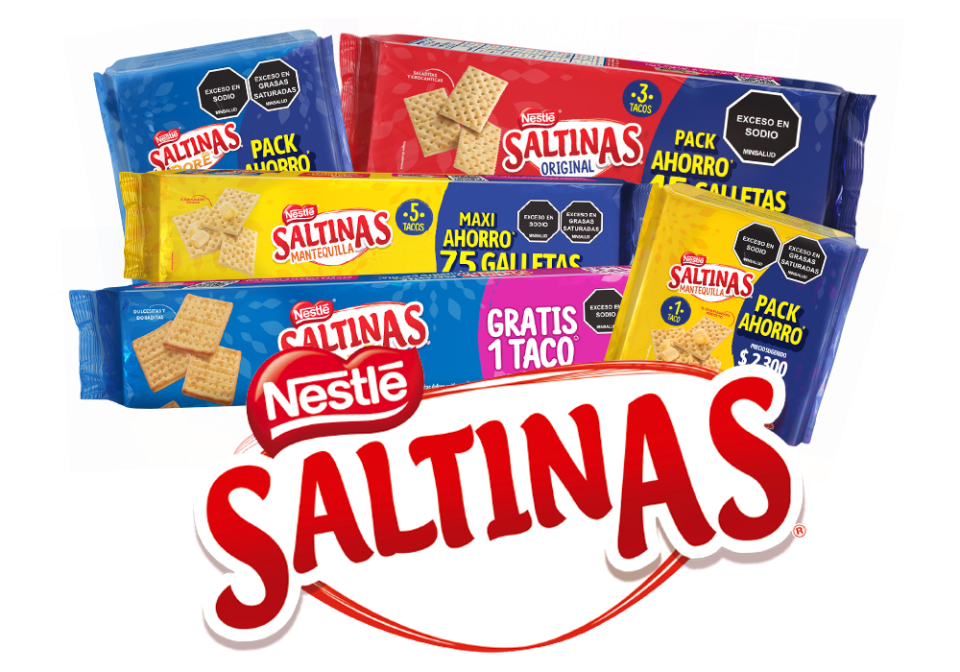 Imagen los diferentes sabores  y presentaciones de galletas Saltinas®