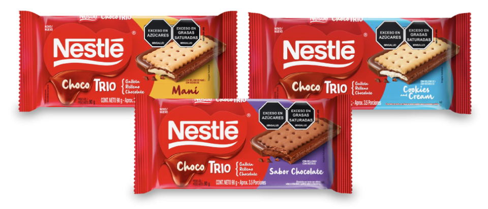 Chocolate ChocoTrio NESTLÉ® con galleta y relleno de Cookies and Cream